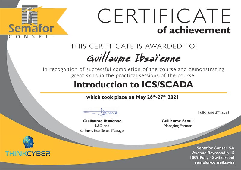 Certificat Sémafor Conseil